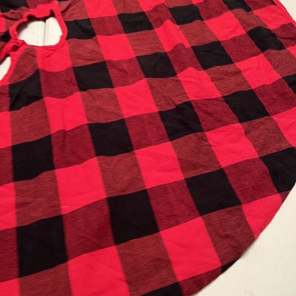 Meriwood Red & Black Buffalo Plaid Christmas Tree Skirt  48" round NIP - Picture 5 of 6